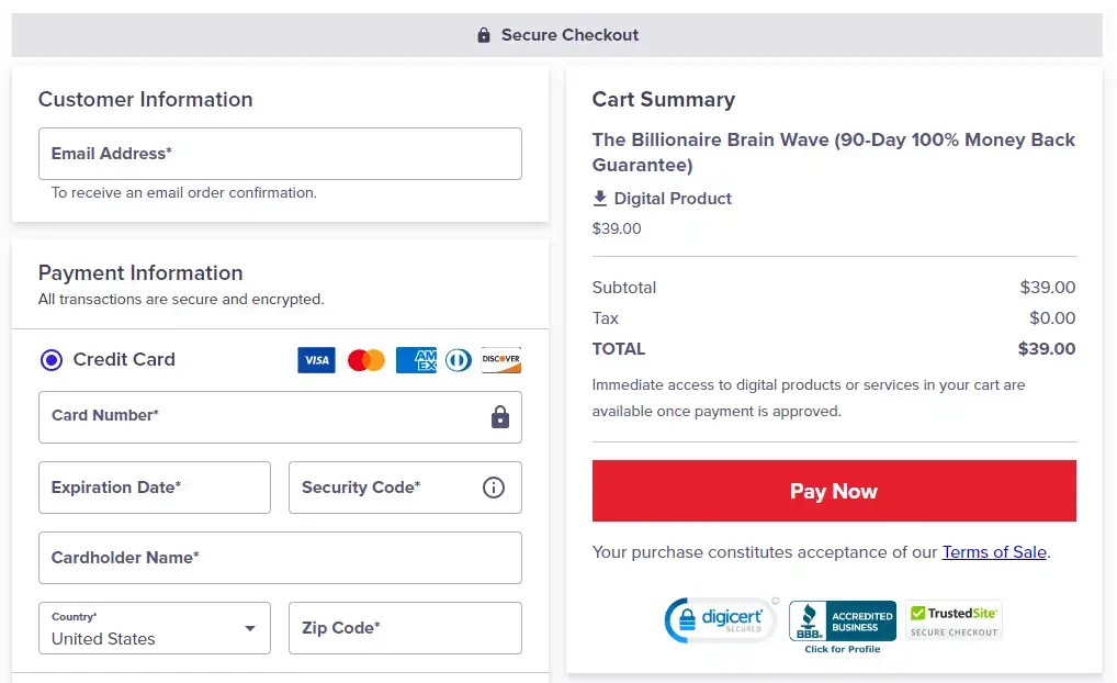 The Genius Wave Checkout Page
